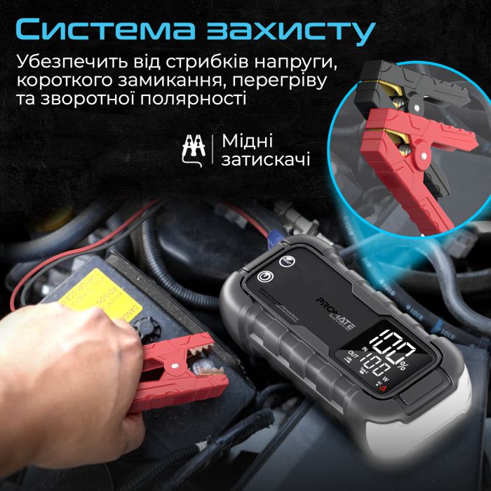 Пускозарядний пристрій Promate SparkTank-20 20000mAh 1000A/2000A Jump Starter Black (sparktank-20)