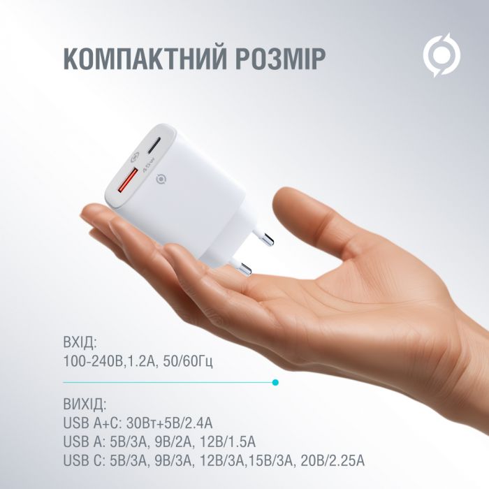 Мережевий зарядний пристрій Piko TC-PD452 (1USB-Cx3A, 1USBx3A) 45W White (1283126597787)