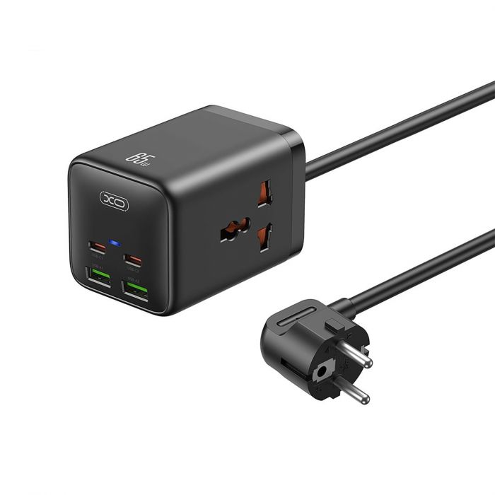 Мережевий фільтр XO (WL24.black) 2 розетки, 2 х USB, 2 x USB-C, 1.5 м, Black