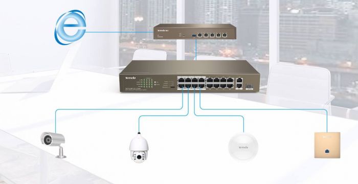 Комутатор Tenda TEF1118P-16-150W