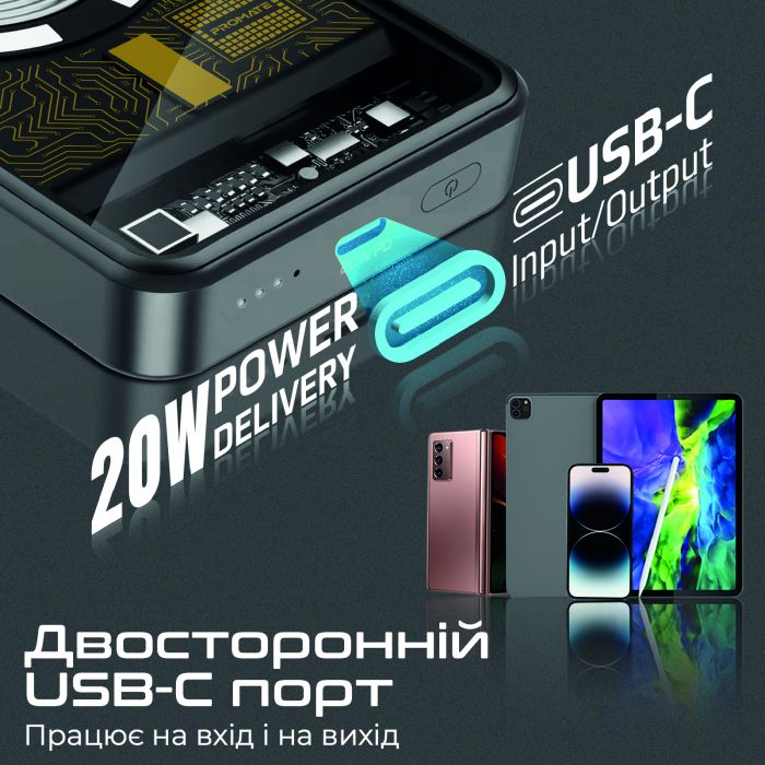 Універсальна мобільна батарея Promate LucidPack-10 10000mAh 20W Black (lucidpack-10.black)