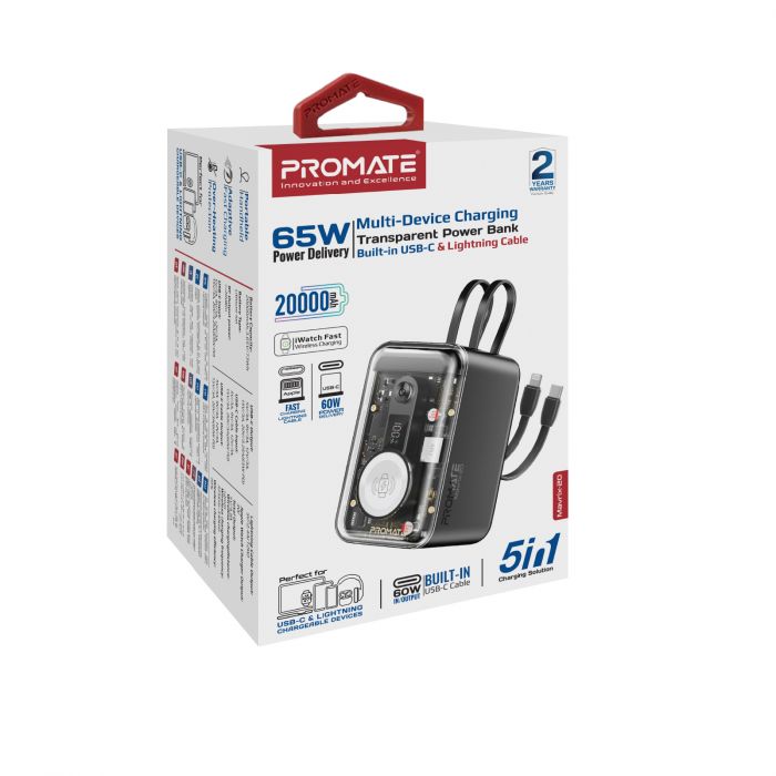 Універсальна мобільна батарея Promate Mavrix-20 20000mAh 65W Black