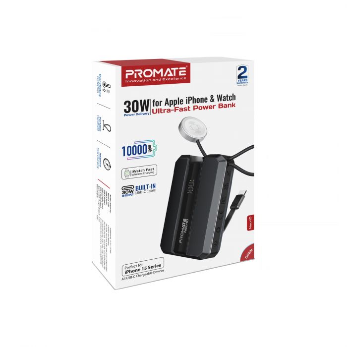 Універсальна мобільна батарея Promate Neo-10 10000mAh 30W Black