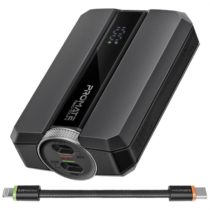 Універсальна мобільна батарея Promate Neo-10Uni 10000mAh 30W Black (neo-10uni.black)