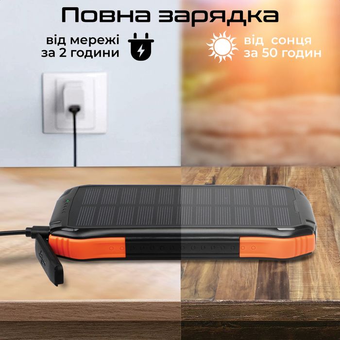 Універсальна мобільна батарея Promate SolarTank-10PDQi 10000mAh 20W Black (solartank-10pdqi.black)