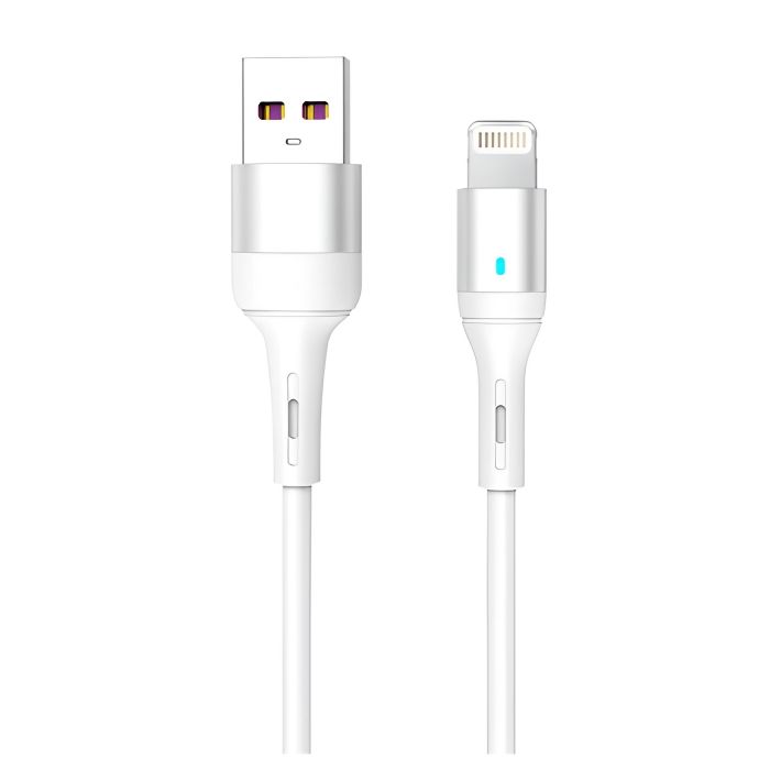 Кабель SkyDolphin S06L LED Smart Power USB - Lightning (M/M), 1 м, White (USB-000555)