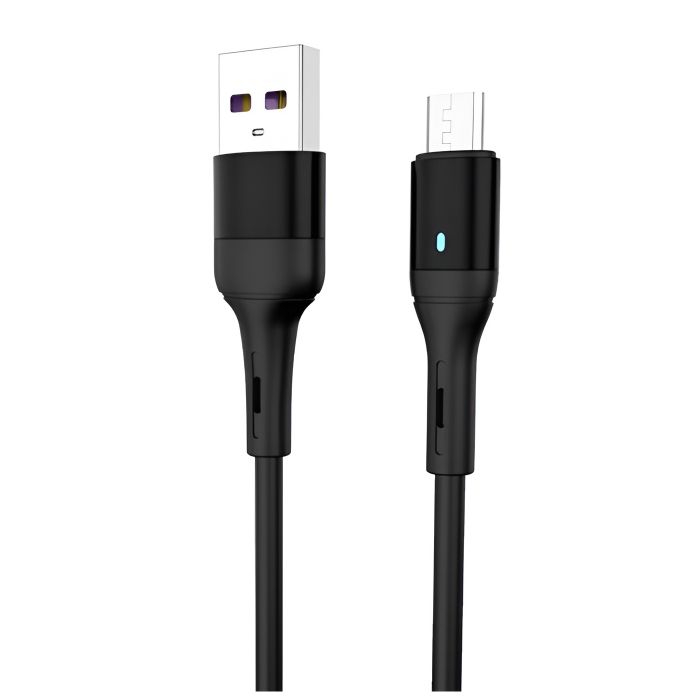 Кабель SkyDolphin S06V LED Smart Power USB - micro USB (M/M), 1 м, Black (USB-000559)