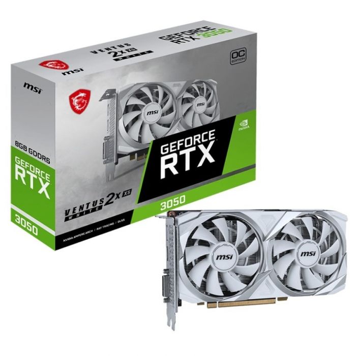 Відеокарта GF RTX 3050 8GB GDDR6 Ventus 2X XS White OC MSI (GeForce RTX 3050 VENTUS 2X XS WHITE 8G OC)