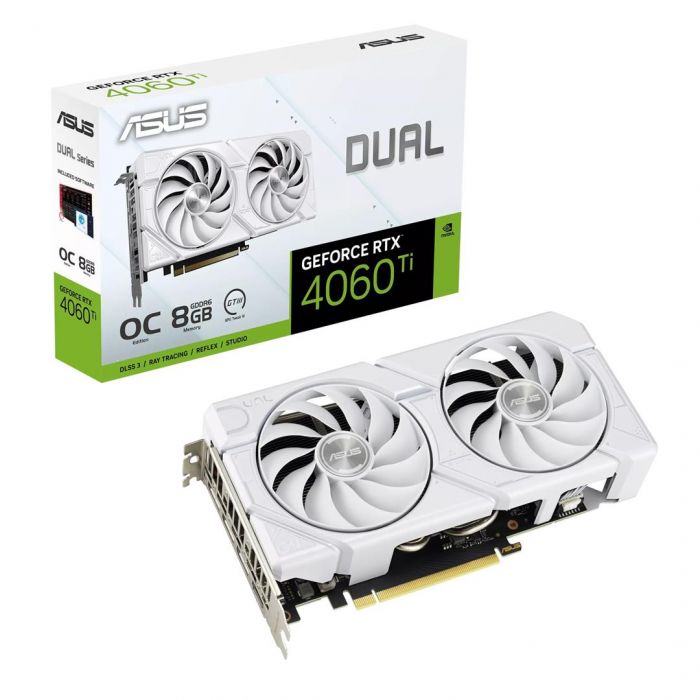 Відеокарта GF RTX 4060 Ti  8GB GDDR6 Dual Evo White OC Asus (DUAL-RTX4060TI-O8G-EVO-WHITE)