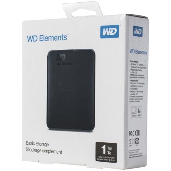 Зовнішній жорсткий диск 2.5" USB 1.0TB WD Elements Black (WDBUZG0010BBK-WESN)