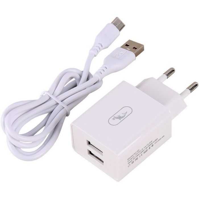 Зарядний пристрій SkyDolphin SC30T (2USB, 2.1A) White (SDMZP-000113) + кабель Type-C