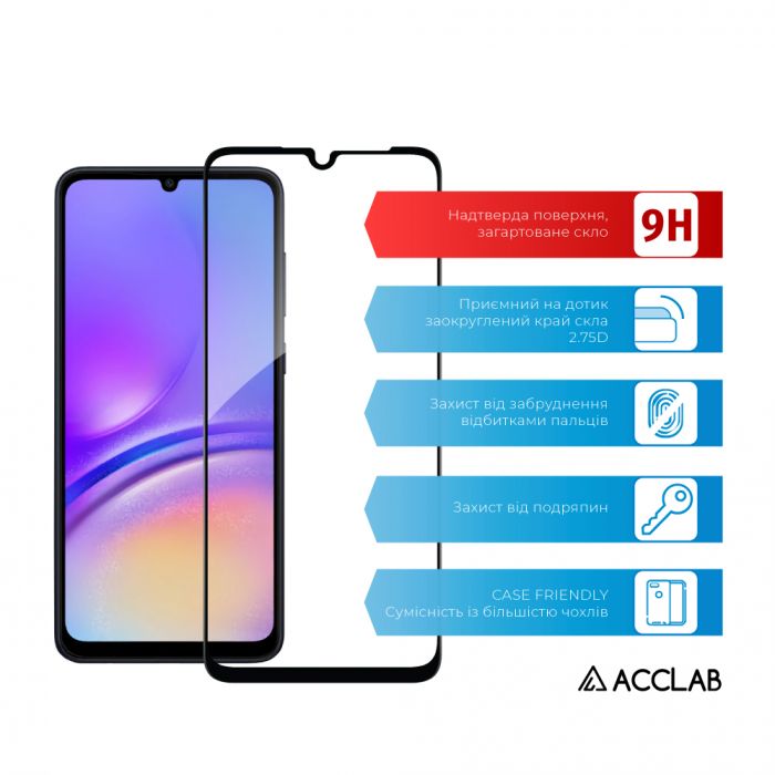 Захисне скло ACCLAB Full Glue для Samsung Galaxy A05 SM-A055 Black (1283126578304)